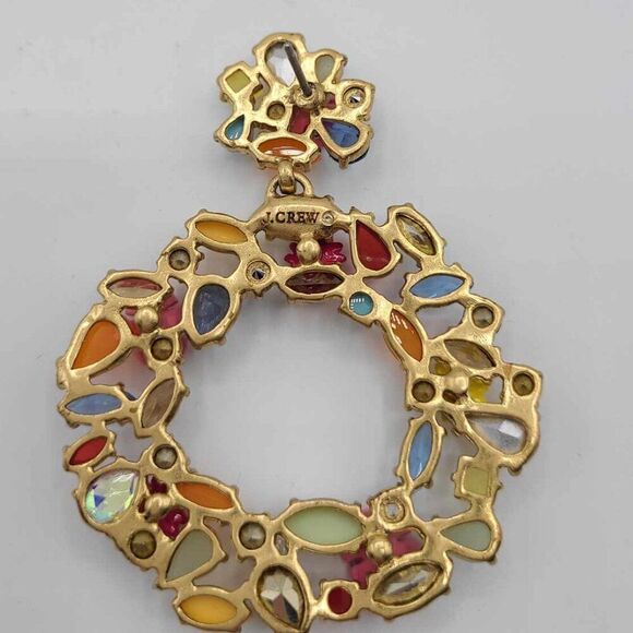 NWOT J Crew Multi Color Crystal Floral Wreath Stud Earrings - Picture 4 of 8